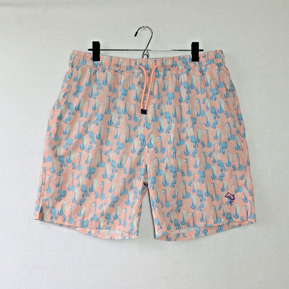 Peter Millar Seaside Swim Trunks Men XL Flamingo Beach Pool Lined Embroider #868